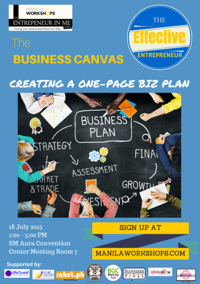 Business Workshop in Manila: The Business Canvas, Creating A One-Page Biz Plan